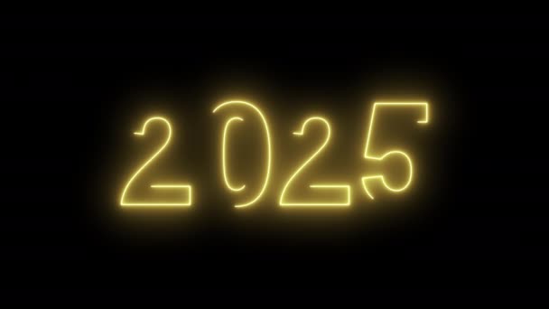 Відео Анімація Абстрактне Неонове Світло Цифрами Представляє Новий Рік — стокове відео