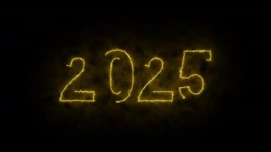 video animasyonu, sayılarla soyut neon ışığı, yeni yılı temsil ediyor.