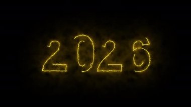 video animasyonu, sayılarla soyut neon ışığı, yeni yılı temsil ediyor.