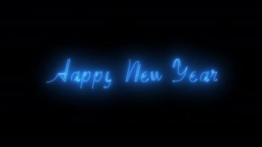 Happy new year text animated with sparkles effect.