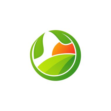 Doğa Çiftliği logo tasarım vektör şablonu. Çiftlik logosu kavramı