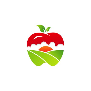 Apple Leaf logo tasarım vektör şablonu. Çiftlik logosu kavramı