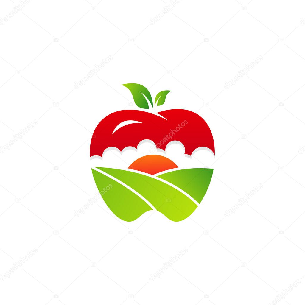 Apple Leaf logo design vector template. Farm logo concept