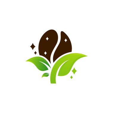 Leaf Coffee logo tasarım vektör şablonu. Çiftlik logosu kavramı