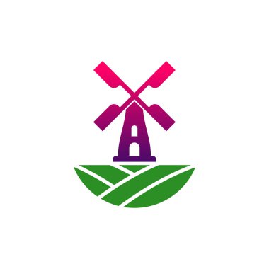 Doğa yel değirmeni logo tasarım vektör şablonu. Yaratıcı Yel değirmeni logosu kavramı
