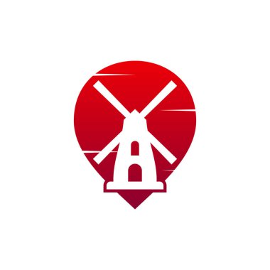 Point Windmill logo tasarım vektör şablonu. Yaratıcı Yel değirmeni logosu kavramı