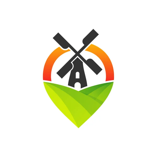 Point Windmill Logo Tasarım Vektör Şablonu Yaratıcı Yel Değirmeni Logosu — Stok Vektör