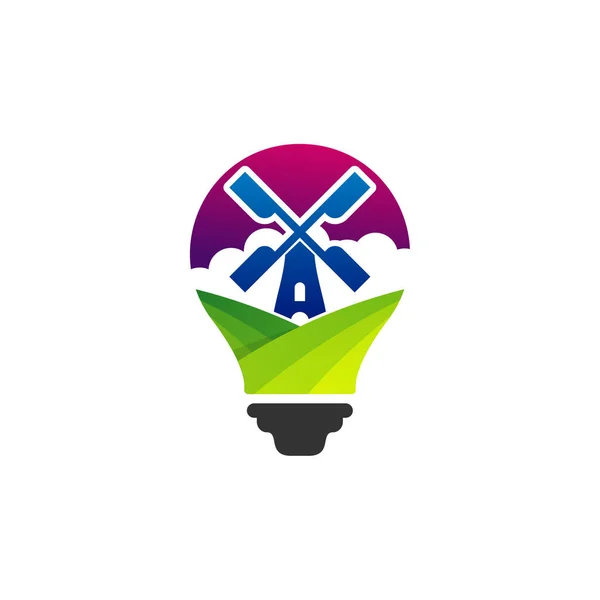 Шаблон Вектора Логотипа Мельницы Лампы Креативная Концепция Логотипа Windmill — стоковый вектор