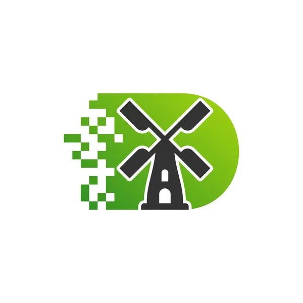Pixel Windmolen Logo Ontwerp Vector Template Creatief Windmolen Logo Concept — Stockvector