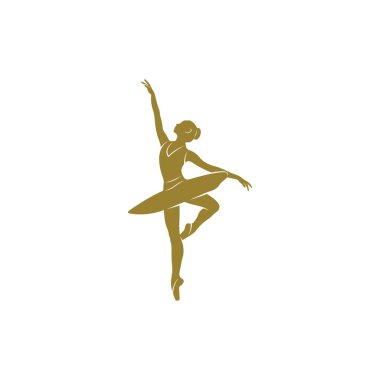 Bale dansçısı tasarım vektör çizimi, Yaratıcı Bale logosu tasarımı şablonu, simge sembolü