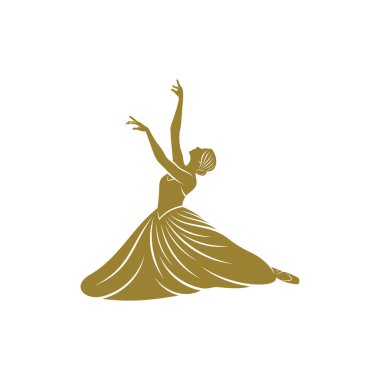 Bale dansçısı tasarım vektör çizimi, Yaratıcı Bale logosu tasarımı şablonu, simge sembolü