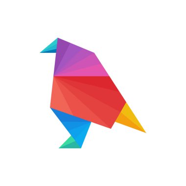 Kuş Origami logo tasarım vektörü. Simge Sembolü. Şablon İllüstrasyonu