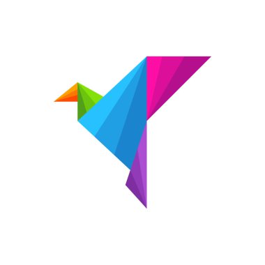 Kuş Origami logo tasarım vektörü. Simge Sembolü. Şablon İllüstrasyonu