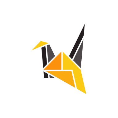 Kuş Origami logo tasarım vektörü. Simge Sembolü. Şablon İllüstrasyonu