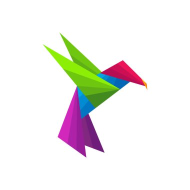 Kuş Origami logo tasarım vektörü. Simge Sembolü. Şablon İllüstrasyonu