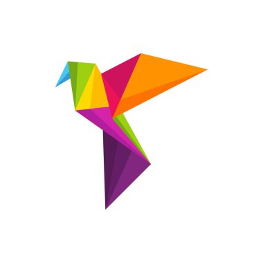 Kuş Origami logo tasarım vektörü. Simge Sembolü. Şablon İllüstrasyonu