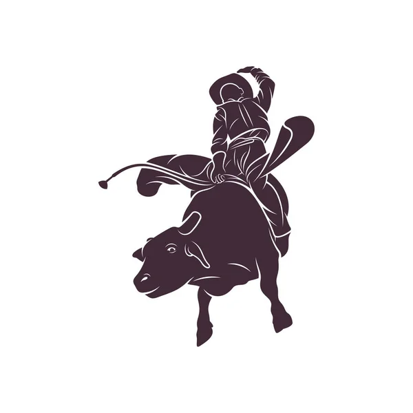 Bull Rider Design Vector Illustration Creative Bull Rider Logo Design — Stock Vector