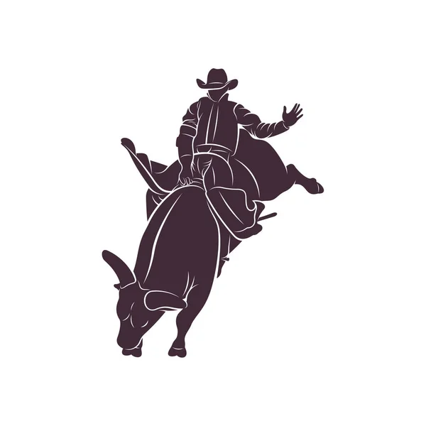 Illustration Vectorielle Design Bull Rider Modèle Concept Logo Creative Bull — Image vectorielle