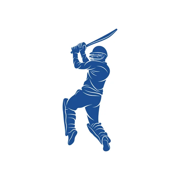 Cricket Jugador Logo Diseño Vector Símbolo Icono Ilustración Plantilla — Vector de stock