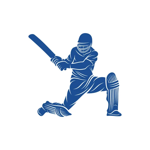 クリケット選手のロゴデザインベクトル アイコンシンボル テンプレートイラスト — ストックベクタ