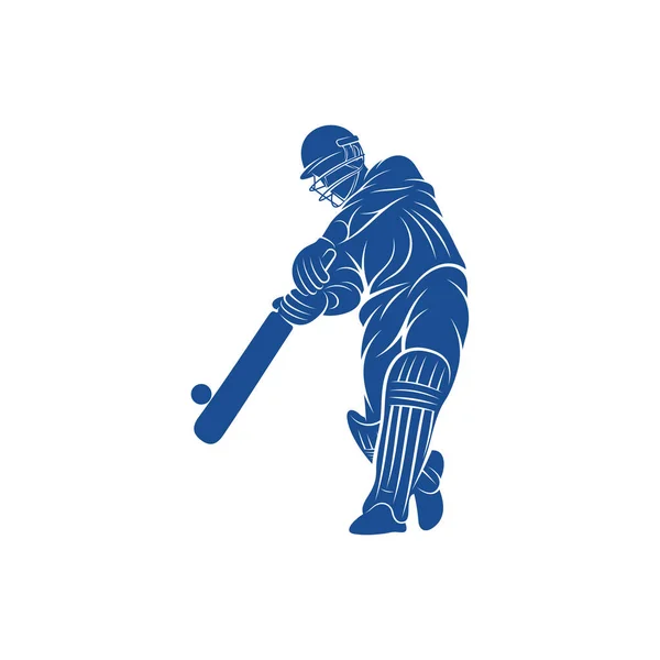 Cricket Speler Logo Ontwerp Vector Ikoon Symbool Template Illustratie — Stockvector