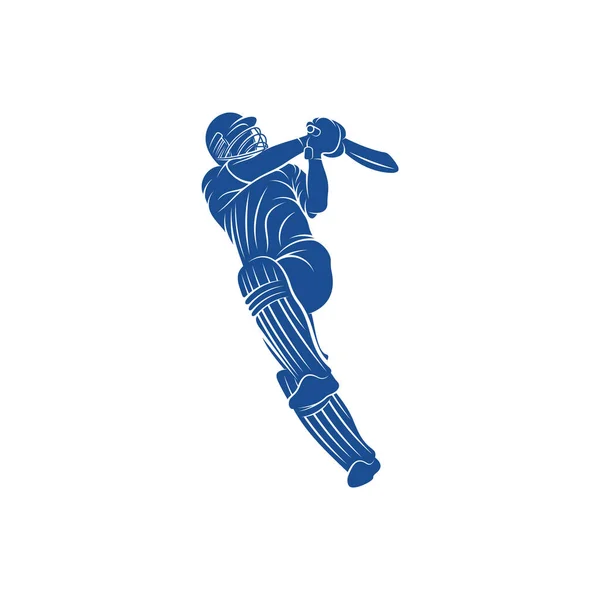 Cricket Player Logo Design Vector Icon Symbol Template Illustration — ストックベクタ