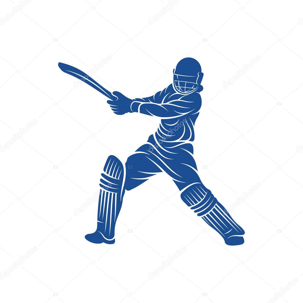 Cricket player logo design vector. Icon Symbol. Template Illustration