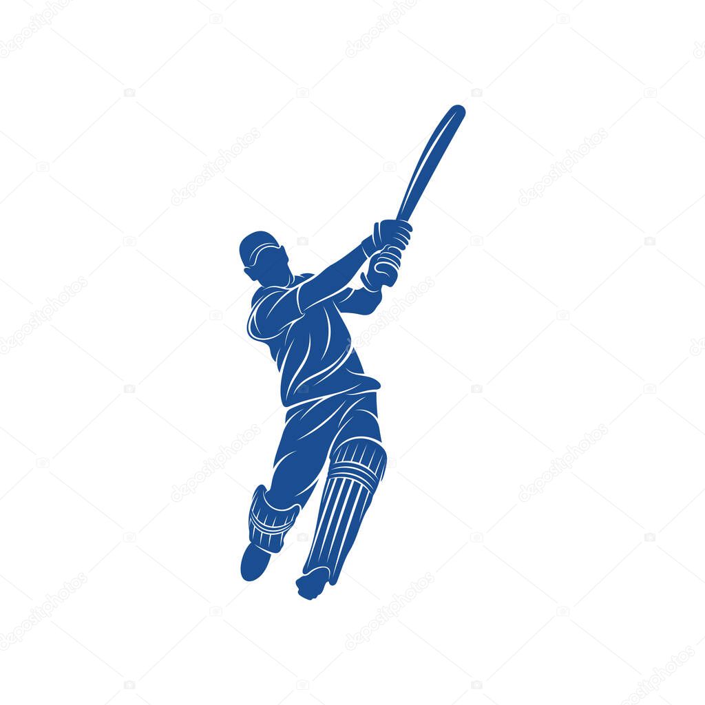 Cricket player logo design vector. Icon Symbol. Template Illustration