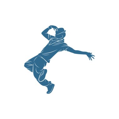 Dansçı Hip Hop tasarım vektör şablonu, sokak dansçısı vektör çizimi, break dans, jazz funk, rap, freestyle