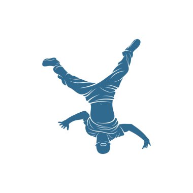 Dansçı Hip Hop tasarım vektör şablonu, sokak dansçısı vektör çizimi, break dans, jazz funk, rap, freestyle