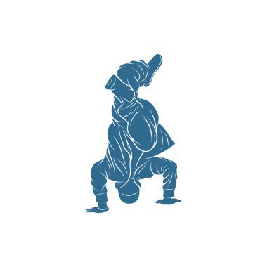 Dansçı Hip Hop tasarım vektör şablonu, sokak dansçısı vektör çizimi, break dans, jazz funk, rap, freestyle