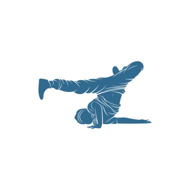 Dansçı Hip Hop tasarım vektör şablonu, sokak dansçısı vektör çizimi, break dans, jazz funk, rap, freestyle