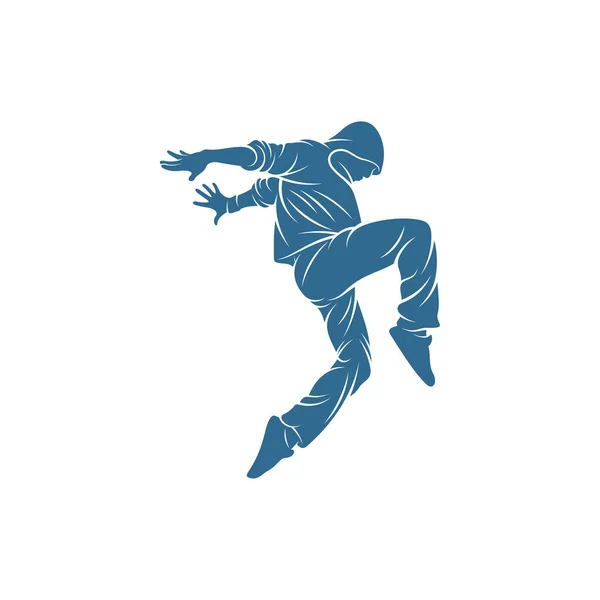 Dancer Hip Hop Design Vector Template Street Dancer Silhouette Vector — Stock Vector