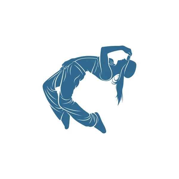 Dancer Hip Hop Σχεδιασμό Διάνυσμα Πρότυπο Οδός Χορεύτρια Σιλουέτα Διανυσματική — Διανυσματικό Αρχείο