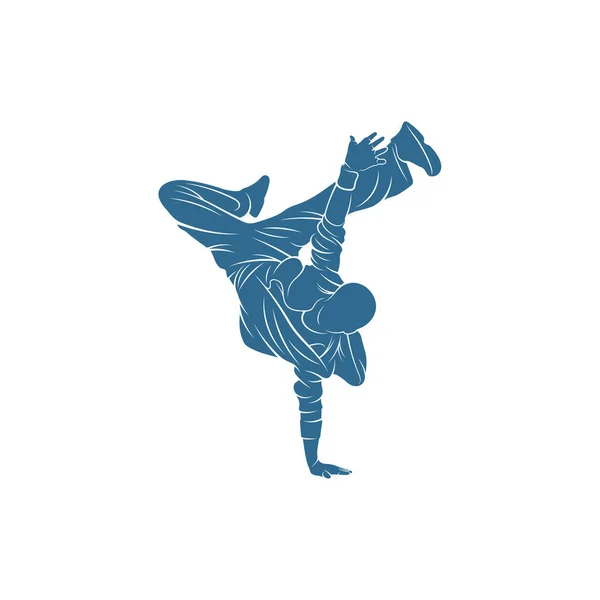 ダンサーヒップホップデザインベクトルテンプレート ストリートダンサーシルエットベクトルイラスト ブレイクダンス ジャズファンク ラップ フリースタイル — ストックベクタ