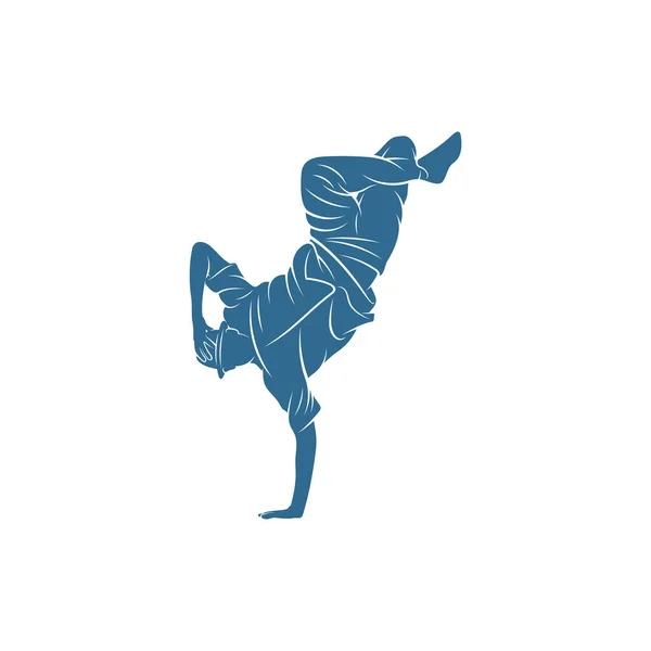 舞蹈家嘻哈设计矢量模板 街头舞者轮廓矢量插图 霹雳舞 爵士舞 自由式 — 图库矢量图片