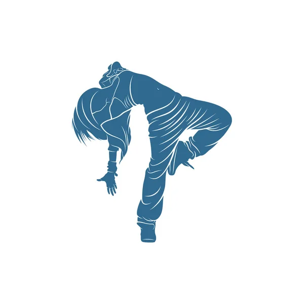 Tancerz Hip Hop Design Wektor Szablon Street Dancer Sylwetka Wektor — Wektor stockowy