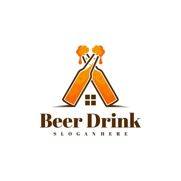 Bier Drank Met Huislogo Design Vector Creatief Bier Drank Logo — Stockvector