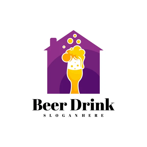 Bier Drank Met Huislogo Design Vector Creatief Bier Drank Logo — Stockvector