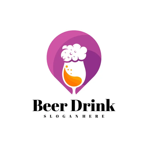 Punt Met Bier Drank Logo Design Vector Creatief Bier Drank — Stockvector