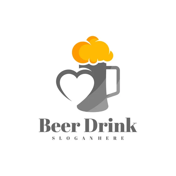 Love Bier Logo Ontwerp Vector Creative Bier Drank Logo Ontwerp — Stockvector