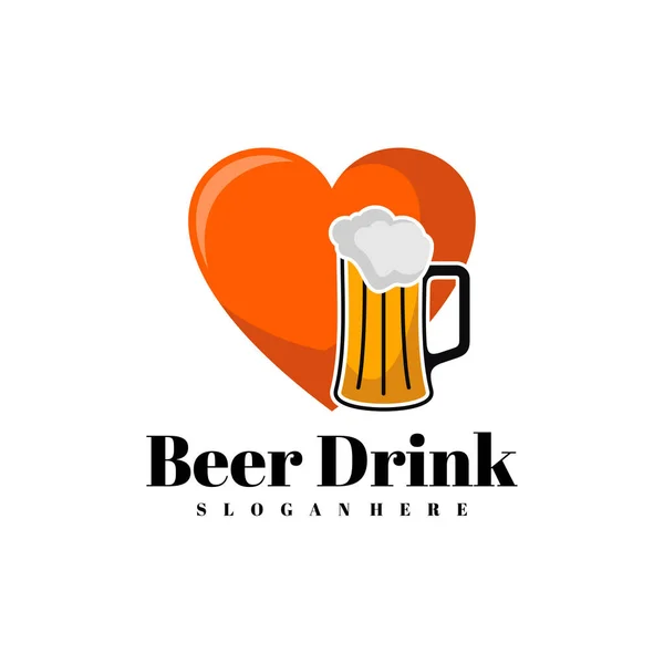 Love Bier Logo Ontwerp Vector Creative Bier Drank Logo Ontwerp — Stockvector