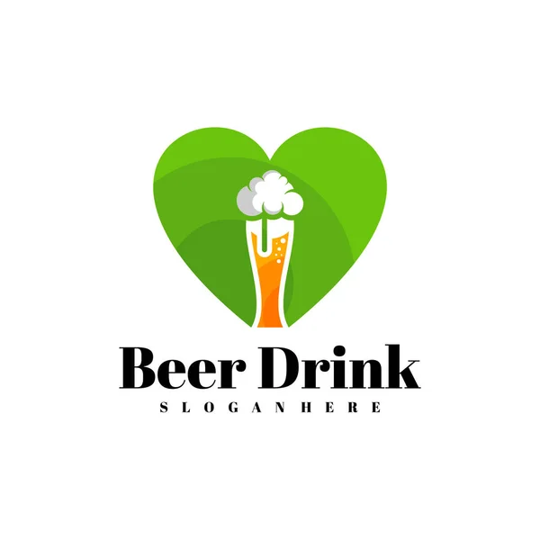 Love Bier Logo Ontwerp Vector Creative Bier Drank Logo Ontwerp — Stockvector