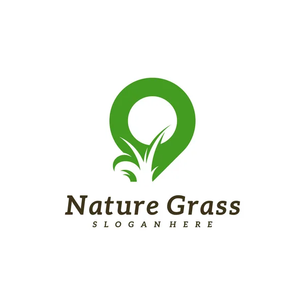 Grass Point Logo Design Vector Creative Grass Logo Design Template — Vetor de Stock