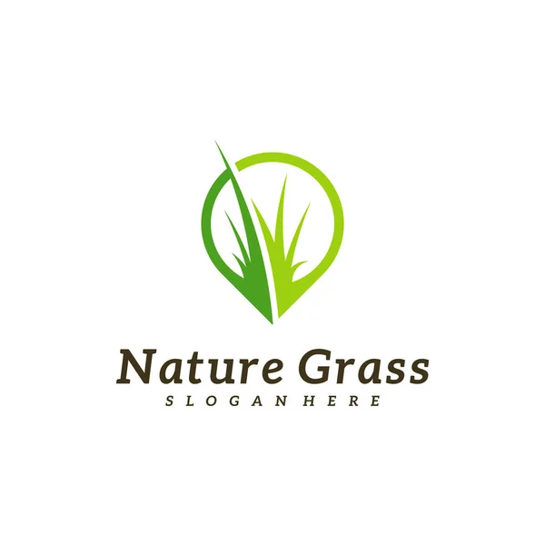 Grass Point Logo Design Vector Creative Grass Logo Design Template — Vetor de Stock