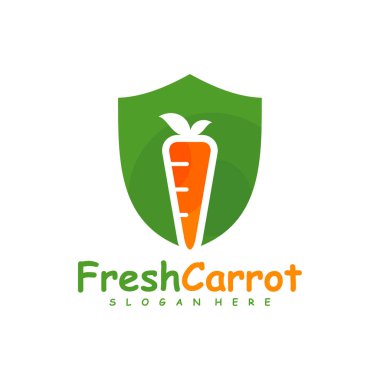 Kalkan Havuç logo tasarımı vektörü, Yaratıcı Havuç logosu tasarımı Şablon İllüstrasyonu