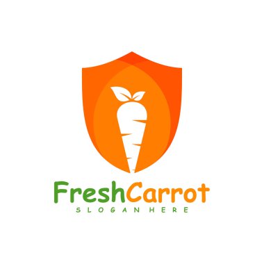 Kalkan Havuç logo tasarımı vektörü, Yaratıcı Havuç logosu tasarımı Şablon İllüstrasyonu