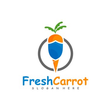 Kalkan Havuç logo tasarımı vektörü, Yaratıcı Havuç logosu tasarımı Şablon İllüstrasyonu