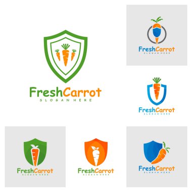 Kalkan Havucu logo tasarım vektörü, Yaratıcı Havuç logo tasarımı Şablon İllüstrasyonu