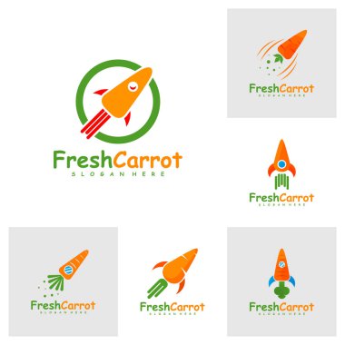 Roket Havuç logo tasarım vektörü, Yaratıcı Havuç logo tasarımı Şablon İllüstrasyonu